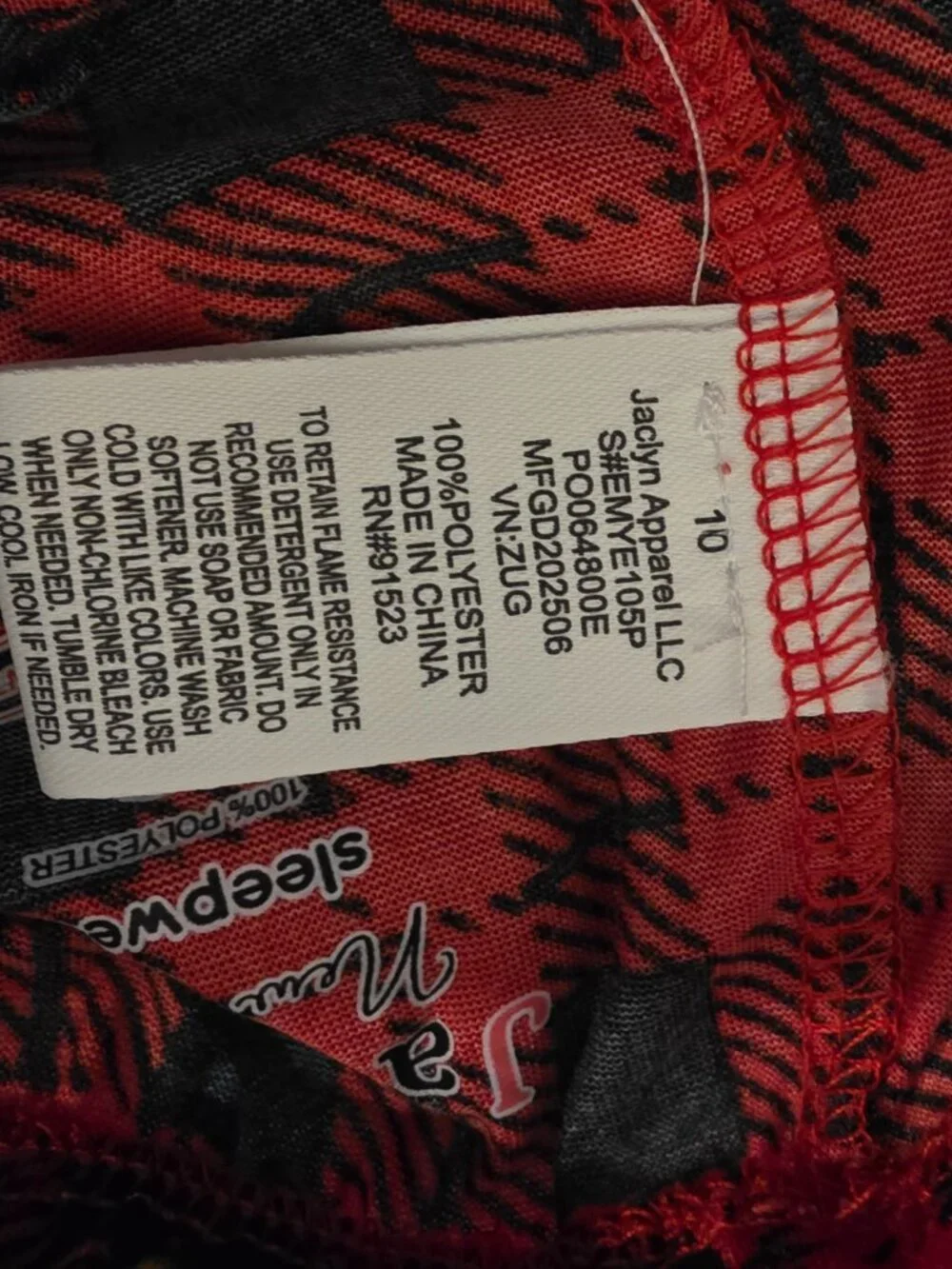 Jaclyn Girls Buffalo Check Christmas Tree Pajama Set NWT Size 10